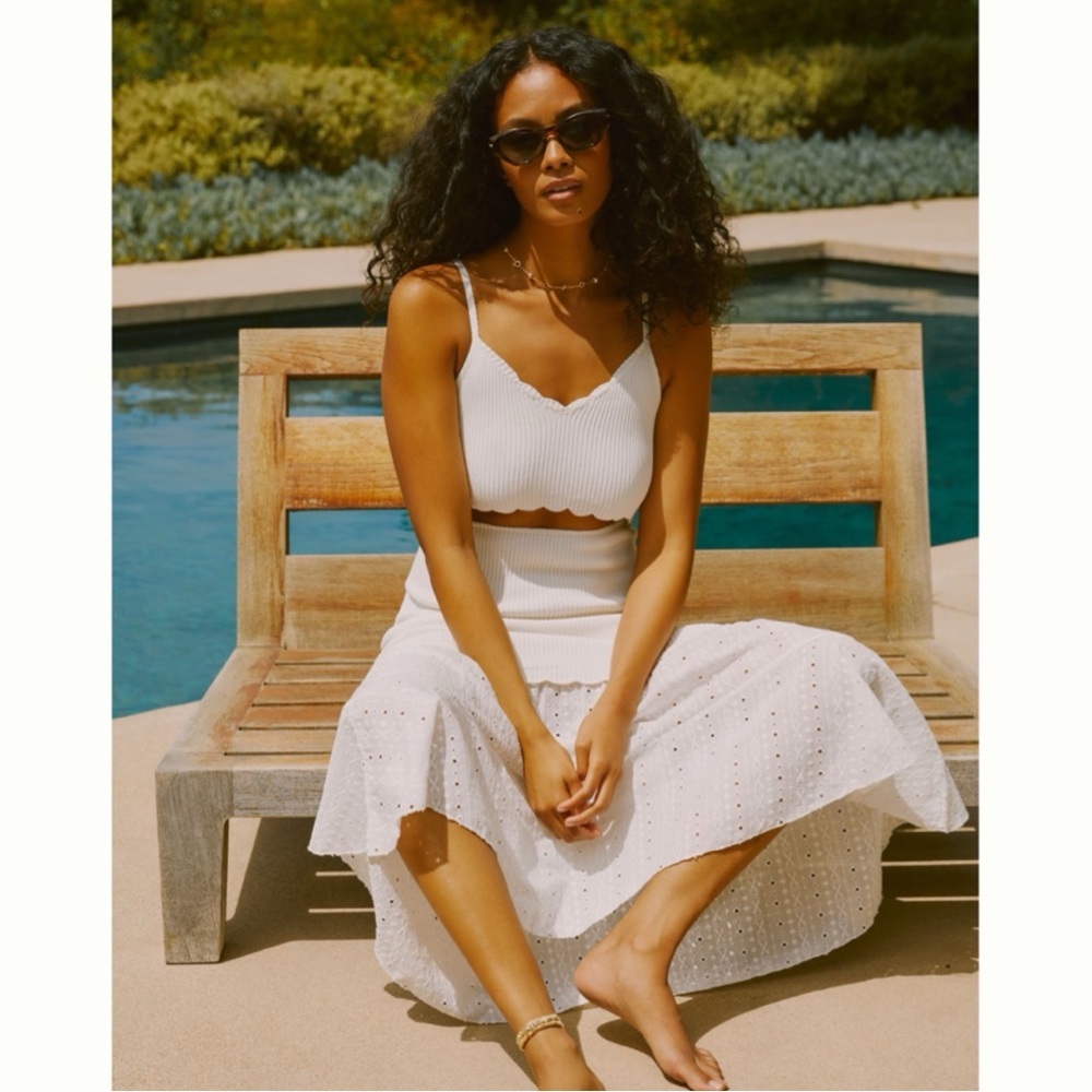 Anthropologie White Cutout Eyelet Midi Dress bride bridal wedding party sexy hot - Picture 3 of 15